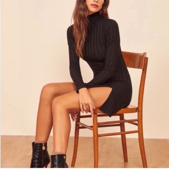 Reformation Black Long Sleeve Dress - Picture 3 of 9